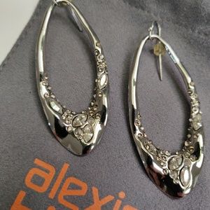 Alexis Bittar Gunmetal Crystal Hoop Earrings